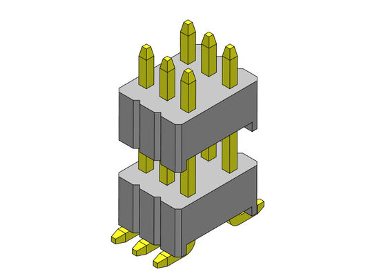 da pilha fêmea dobro do encabeçamento da fileira de 1.27*2.54mm tipo reto de SMT - 2 *3 PIN To 2*40PIN SQ0.46mm