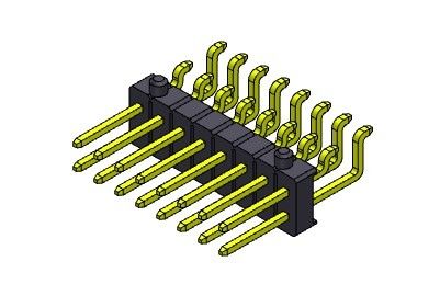 TIPO de SMT da fileira de Pin Header Connector 2.54mm único com Pegs 2*2 PIN To 2*40PIN H=2.54MM