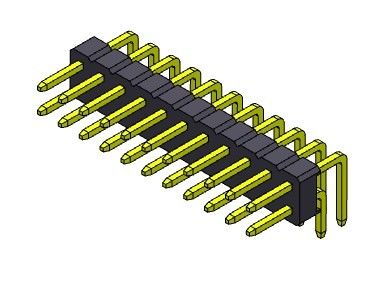 TIPO duplo do ângulo direito da fileira de Pin Header Connector 2.00mm - 2 *2 PIN To 2*40PIN H=2.00MM