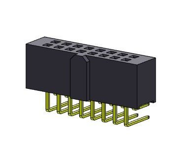 TIPO R/A Pin Connector fêmea da fileira dupla 2,54 milímetros 2*2 PIN To 2*40PIN H=8.50mm