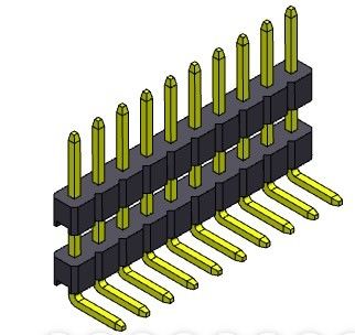 Pilha da fileira de Pin Header Connector 2.00mm TIPO R/A da única - 1 *2 PIN To 1*40PIN H=2.00MM