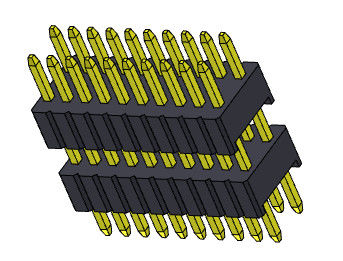 Da pilha dupla da fileira de Pin Header Connector 1.27mm Serise tipo reto 1.27*2.54mm 2*2 PIN To 1*40PIN SQ0.46mm