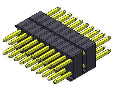 Da pilha dupla da fileira de Pin Header Connector 1.27mm Serise tipo reto 1.27*2.54mm 2*2 PIN To 1*40PIN SQ0.46mm