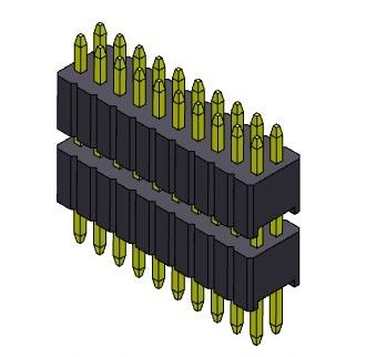 Da pilha dupla da fileira de Pin Header Connector 1.27mm Serise tipo reto - 2 *2 PIN To 2*50PIN SQ0.40mm