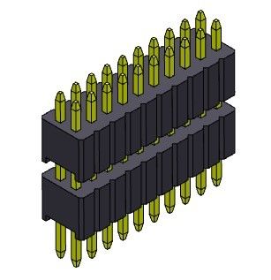 Da pilha dupla da fileira de Pin Header Connector 1.27mm Serise tipo reto - 2 *2 PIN To 2*50PIN SQ0.40mm