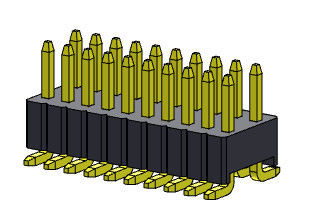 Tipo fileira Pin Header de SMT do dobro 1.27*2.54mm 2*2 PIN To 2*50PIN SQ0.46mm