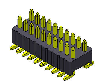 Tipo fileira Pin Header de SMT do dobro 1.27*2.54mm 2*2 PIN To 2*50PIN SQ0.46mm
