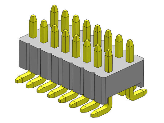Tipo fileira Pin Header de SMT do dobro 1.27*2.54mm 2*2 PIN To 2*50PIN SQ0.46mm