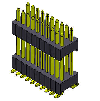 da pilha fêmea dobro do encabeçamento da fileira de 1.27*2.54mm tipo reto de SMT - 2 *3 PIN To 2*40PIN SQ0.46mm
