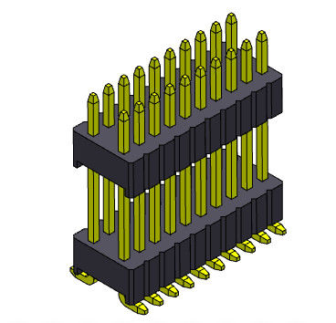da pilha fêmea dobro do encabeçamento da fileira de 1.27*2.54mm tipo reto de SMT - 2 *3 PIN To 2*40PIN SQ0.46mm