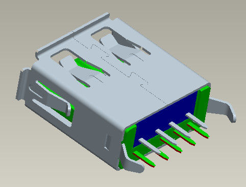 L tipo tipo vertical fêmea do Usb 3,0 A de 13.7mm do mergulho 180° do conector
