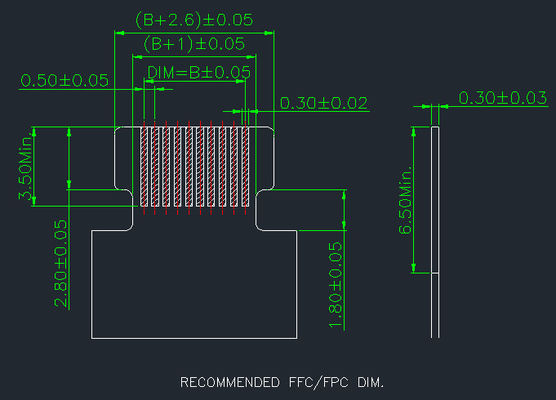 Pitch 0.5mm Fpc Connector 4 Pin To 68 Pin Ângulo direito 90° Fácil em Smt Tipo H 2.55mm